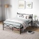 Full/Queen size metal platform bed frame with anti-collision foam pads and 5 extra legs for enhanced stability and.