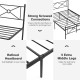 Full/Queen size metal platform bed frame with refined headboard, sturdy slats, and 5 extra middle legs for stability.