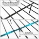 Close-up of 12 sturdy metal slats on a full/queen size bed frame, designed for stability and noise reduction.