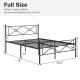 Full size metal platform bed frame with headboard and footboard, featuring sturdy slats and 15" under-bed storage.