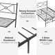 Full/Queen size metal platform bed frame with refined headboard, sturdy slats, and 5 extra middle legs for stability.