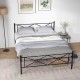 Full/Queen size metal platform bed frame with headboard and footboard, featuring sturdy slats and under-bed storage.