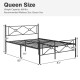 Queen size metal platform bed frame with headboard, footboard, and 15" under-bed storage for stability and style.