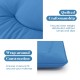 Quilted blue foldable futon mattress with wrap-around construction, perfect for camping and easy storage.