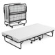 Twin size metal folding bed with memory foam mattress, featuring a durable frame and easy storage design, perfect for.