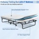 Twin size folding bed with a 4" memory foam mattress and breathable polyester cover, perfect for guest rooms or camping.