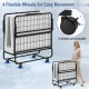 Twin size metal folding bed with memory foam mattress, featuring 4 flexible wheels for easy movement and space-saving.