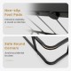 Close-up of non-slip foot pads and safe round corners on a queen size bed frame for enhanced stability and safety.
