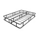 Queen size metal bed frame with slat support, featuring a rustproof finish and non-slip foot pads for floor protection.