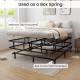 Queen size bed frame displayed as a box spring, featuring a sturdy metal slat support for enhanced ventilation and.