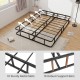 Queen size bed frame showcasing 10 metal slats and 16 support bars for sturdy, ventilated support in a modern design.
