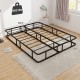 Queen size bed frame with metal slat support, featuring a sturdy design, non-slip foot pads, and modern aesthetics.