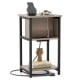 3-tier end table with USB ports and power outlets, featuring a metal frame and ample storage for living room or bedroom.