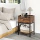 Rustic brown industrial bedside table nightstand with charging station and storage, perfect for bedroom convenience.