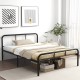 Black full bed frame with headboard and footboard, designed with protective round corners and strong center support for.