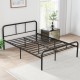 Side view of black full bed frame with headboard and footboard, showcasing extra middle legs for enhanced support and.