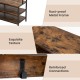 Rustic brown corner garment rack featuring a sturdy metal frame, open shelves, and 7 hooks for versatile storage.