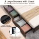 Full/Queen Size Bed Frame with Bookcase Headboard and 4 Storage Drawers - Gallery View 11 of 12