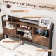 3-tier storage headboard with 4 open compartments and side pockets for bedside essentials, perfect for a full/queen bed.