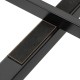 Close-up of the black metal frame's non-slip foot pad, designed for stability and scratch prevention on the bed frame.