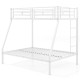 White metal slatted bunk bed frame with safety guardrails and 3-step ladder, perfect for teens and space-saving needs.