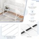 Space-saving white metal slatted bed frame with safety guardrails and no box spring needed, ideal for teens and adults.