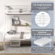 Space-saving white metal slatted bed frame with full-length guardrails and 3-step ladder, ideal for teens and adults.
