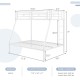 Space-saving white metal slatted bed frame with safety guardrails and ladder, designed for teens and adults.