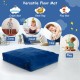Versatile 57 x 57 inch blue crash pad sensory mat with washable velvet cover, ideal for jumping, reading, and napping.
