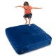 Blue 57 x 57 inch crash pad sensory mat with soft foam blocks, ideal for safe jumping and play for kids.