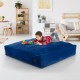 Large blue crash pad sensory mat with soft foam blocks, perfect for play and relaxation for kids and pets.