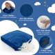 Blue 57 x 57 inch crash pad sensory mat filled with soft foam blocks, featuring a washable velvet cover and anti-slip.