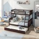 Espresso 3-in-1 twin over full bunk bed with trundle and ladder, featuring a space-saving design for kids' rooms.