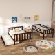 Espresso 3-in-1 twin over full bunk bed with trundle, featuring sturdy wooden slats and guardrails for safety.