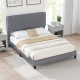 Queen size upholstered platform bed with gray tufted headboard, perfect for modern bedrooms and guest rooms.