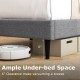 Linen upholstered twin bed frame with 6" clearance for easy vacuuming, featuring a wingback headboard and solid wood.