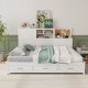 Twin/Full size wooden daybed with 3 drawers and storage shelves, featuring a modern design for organized living spaces.