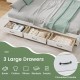 Twin/full size wooden daybed featuring 3 large drawers for organized storage of clothes, pillows, and blankets.
