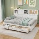 Twin/full size wooden daybed with a display board and sliding door, ideal for showcasing photos and notes in modern.