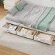 Twin/full size wooden daybed with 3 storage drawers, modern design, perfect for organizing blankets and pillows.