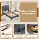 Twin size bed frame with gray button tufted headboard, sturdy plywood slats, and rugged rubber wood legs for stability.