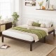 Espresso full wood bed frame with wooden slats, featuring sturdy construction and minimalist design for stylish storage.