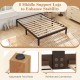 Full wood bed frame with wooden slats and rubber wood legs in espresso, featuring 5 middle support legs for enhanced.