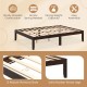 Full wood bed frame in espresso with sturdy wooden slats, rubber wood legs, and ample under-bed storage space.
