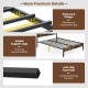 Detail of the bed frame's snap lock design and added support legs for stability, featuring anti-slip foot pads.