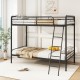 Twin metal bunk bed in black with integrated headboard, featuring a sturdy design and ample under-bed storage space.