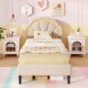 Upholstered twin bed frame with adjustable flower headboard, LED lights, and ample under-bed storage for a stylish.