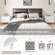 Floating nightstand in white with wall-mounted design, featuring two drawers and storage shelf for space-saving.