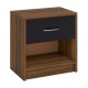 Brown bedside table nightstand with a drawer and open storage shelf, perfect for bedroom or living room use.