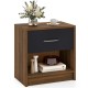 Brown bedside table nightstand with a drawer and open shelf, perfect for bedroom or living room storage and decor.
